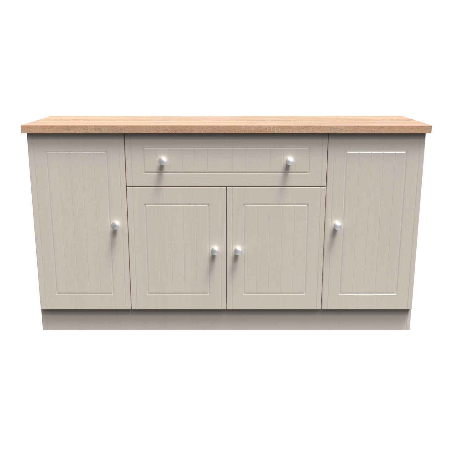 Vienna Large Sideboard Off-white & Light Oak 4 Doors 2 Shelves 1 Drawer 144cm