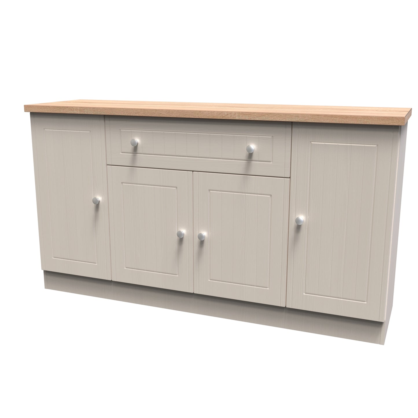 Vienna Large Sideboard Off-white & Light Oak 4 Doors 2 Shelves 1 Drawer 144cm