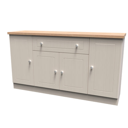 Vienna Large Sideboard Off-white & Light Oak 4 Doors 2 Shelves 1 Drawer 144cm
