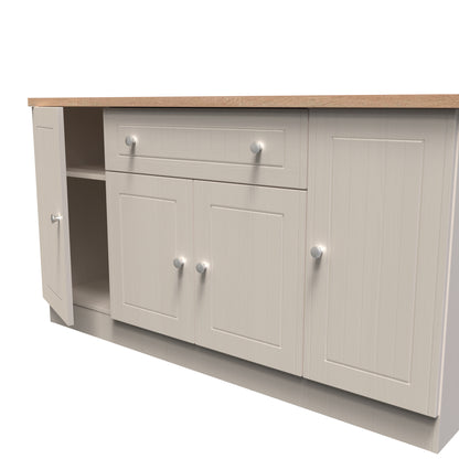 Vienna Large Sideboard Off-white & Light Oak 4 Doors 2 Shelves 1 Drawer 144cm