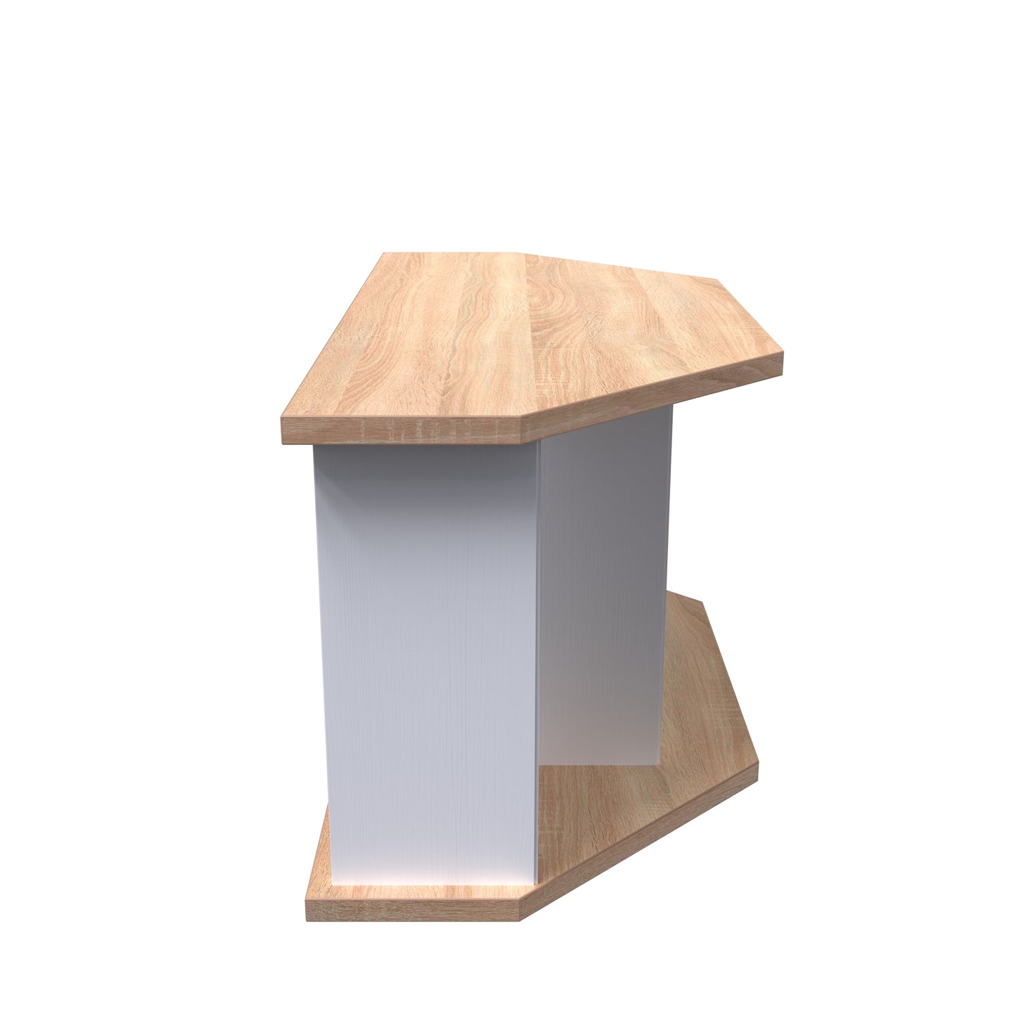 Vienna Corner Corner TV Unit White & Light Oak 5 Shelves 1 Drawer 110cm