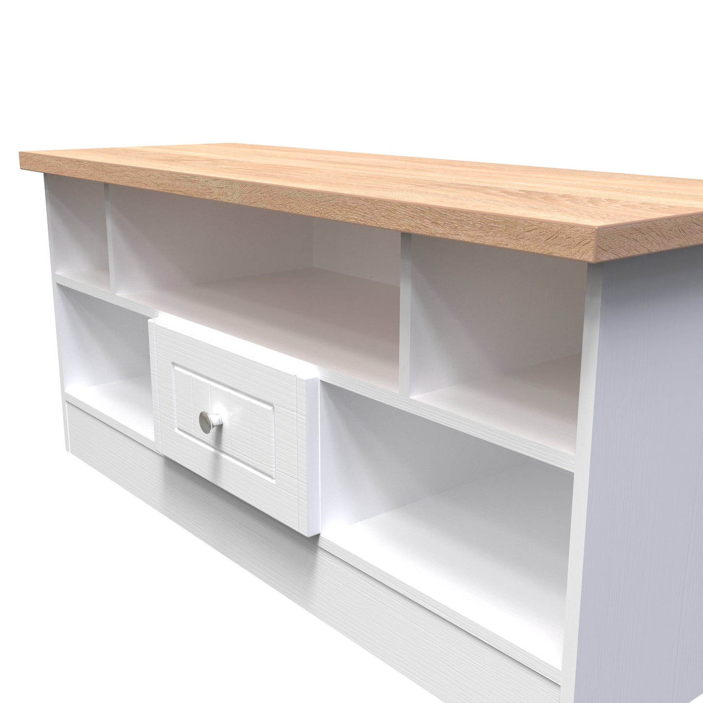 Vienna TV Unit White & Light Oak 5 Shelves 1 Drawer 110cm