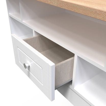 Vienna TV Unit White & Light Oak 5 Shelves 1 Drawer 110cm