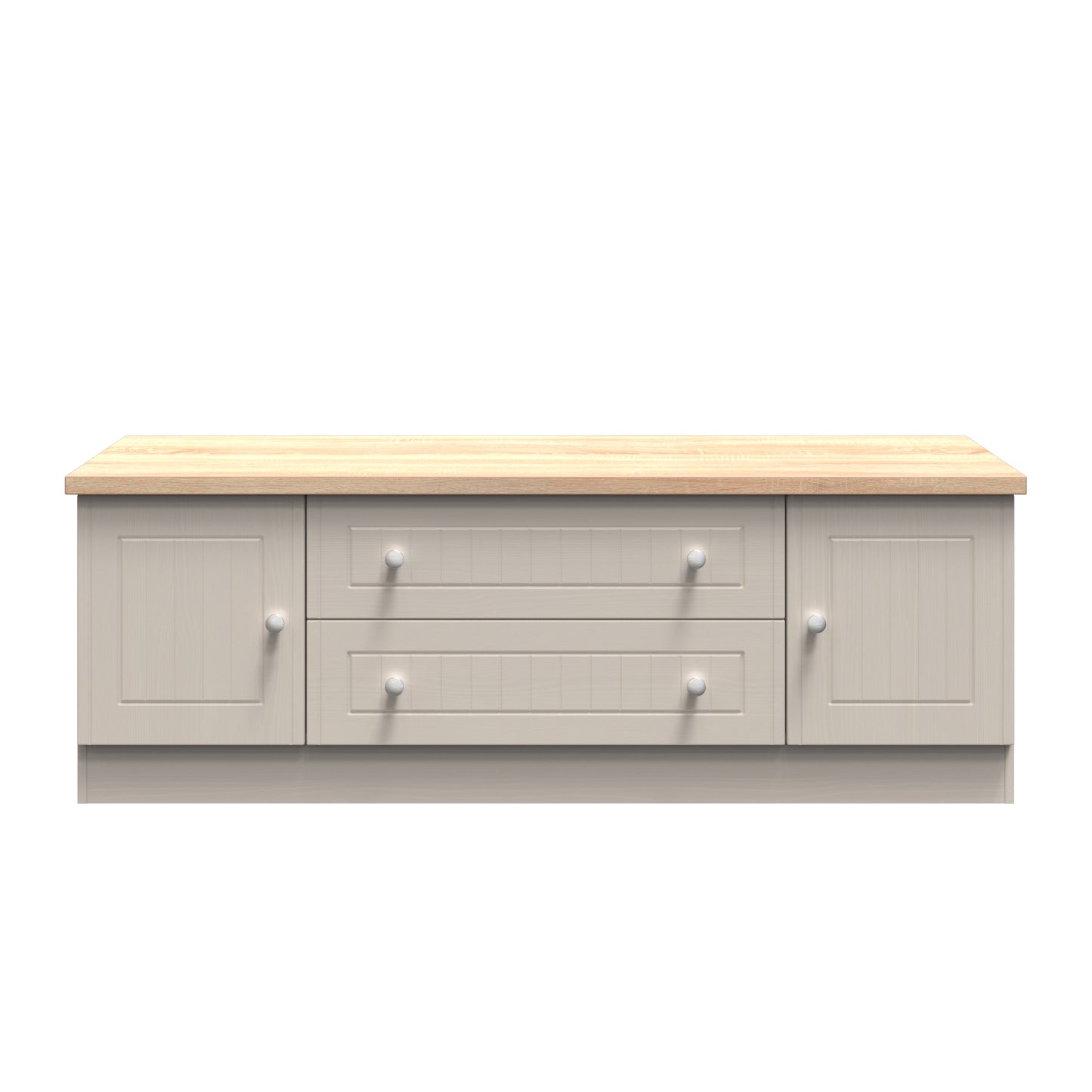 Vienna TV Unit Off-white & Light Oak 2 Drawers 2 Doors 144cm