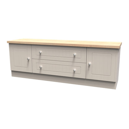 Vienna TV Unit Off-white & Light Oak 2 Drawers 2 Doors 144cm