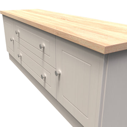 Vienna TV Unit Off-white & Light Oak 2 Drawers 2 Doors 144cm