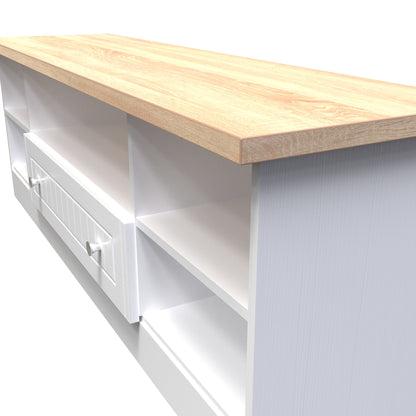 Vienna TV Unit White & Light Oak 5 Shelves 1 Drawer 39cm