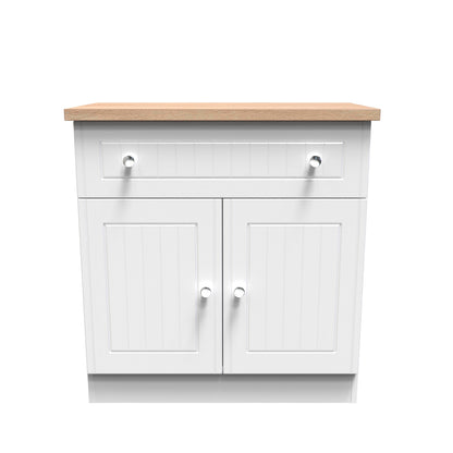 Vienna Sideboard White & Light Oak 2 Doors 1 Drawer 74cm