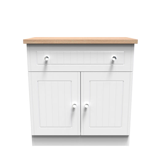 Vienna Sideboard White & Light Oak 2 Doors 1 Drawer 74cm