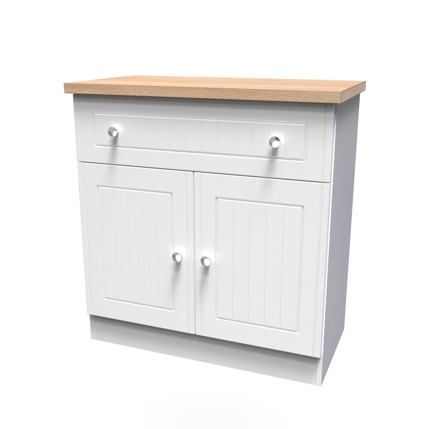 Vienna Sideboard White & Light Oak 2 Doors 1 Drawer 74cm