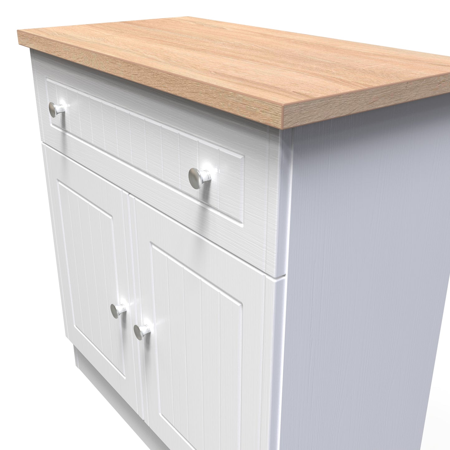 Vienna Sideboard White & Light Oak 2 Doors 1 Drawer 74cm