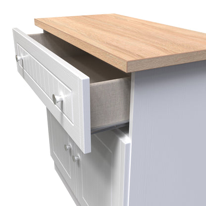 Vienna Sideboard White & Light Oak 2 Doors 1 Drawer 74cm