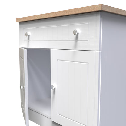 Vienna Sideboard White & Light Oak 2 Doors 1 Drawer 74cm