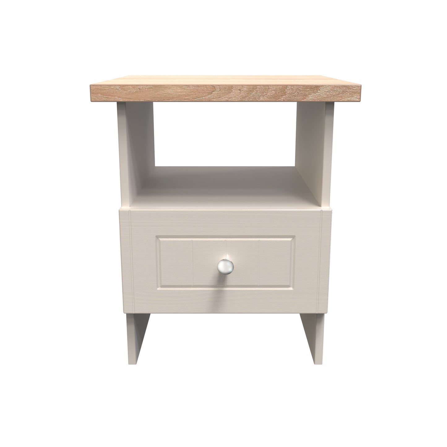 Vienna Side Table Off-white & Light Oak 1 Shelf 1 Drawer 44cm