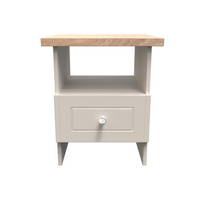 Vienna Side Table Off-white & Light Oak 1 Shelf 1 Drawer 44cm