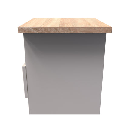 Vienna Side Table Off-white & Light Oak 1 Shelf 1 Drawer 44cm