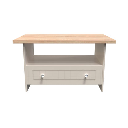 Vienna Coffee Table Off-white & Light Oak 1 Shelf 1 Drawer 93cm