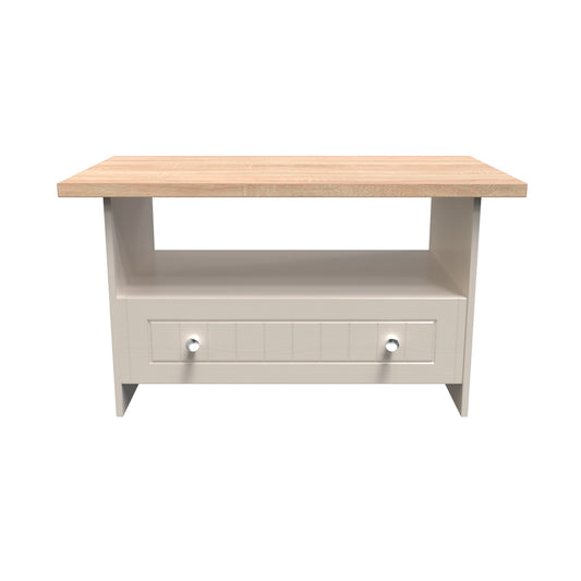 Vienna Coffee Table Off-white & Light Oak 1 Shelf 1 Drawer 93cm