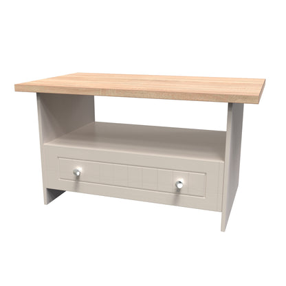 Vienna Coffee Table Off-white & Light Oak 1 Shelf 1 Drawer 93cm
