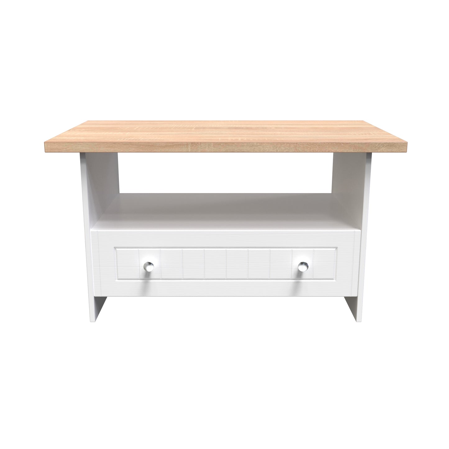 Vienna Coffee Table White & Light Oak 1 Shelf 1 Drawer 93cm