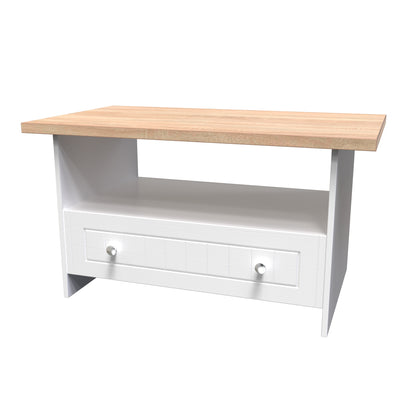 Vienna Coffee Table White & Light Oak 1 Shelf 1 Drawer 93cm