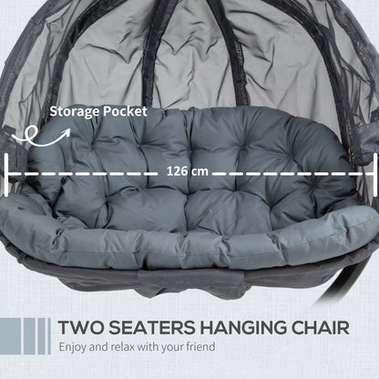 Double Hanging Egg Chair 2 Seaters Texteline Swing Hammock Chair with Stand