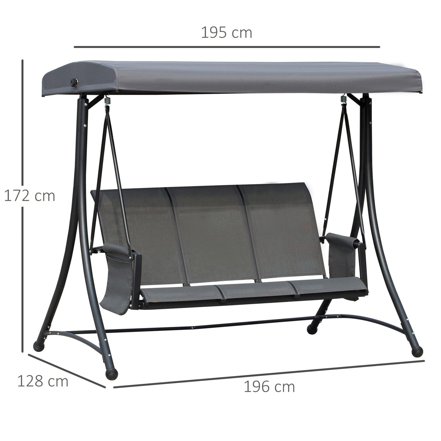 3 Person Outdoor Patio Porch Swing Chair with High Back Design