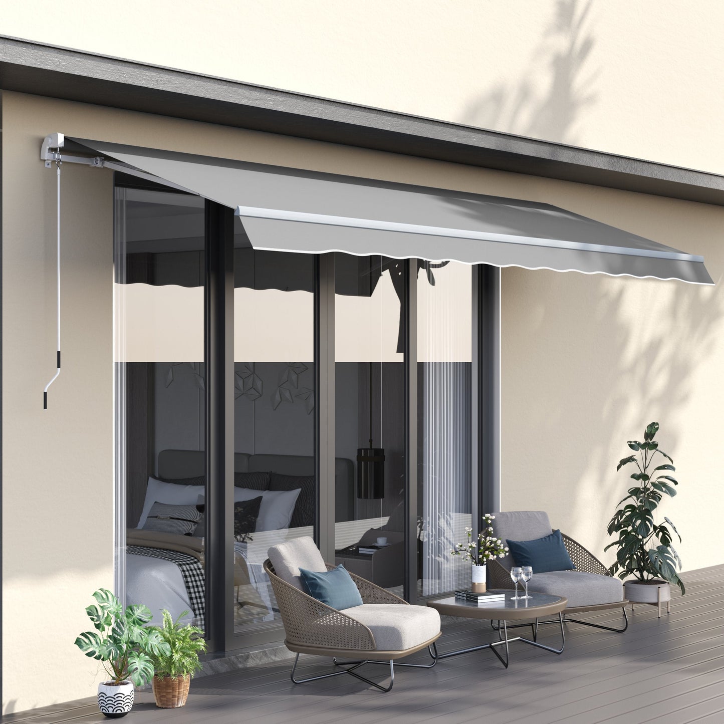 Garden Patio Manual Awning Canopy Sun Shade Shelter Retractable 4 Size 5 Colour