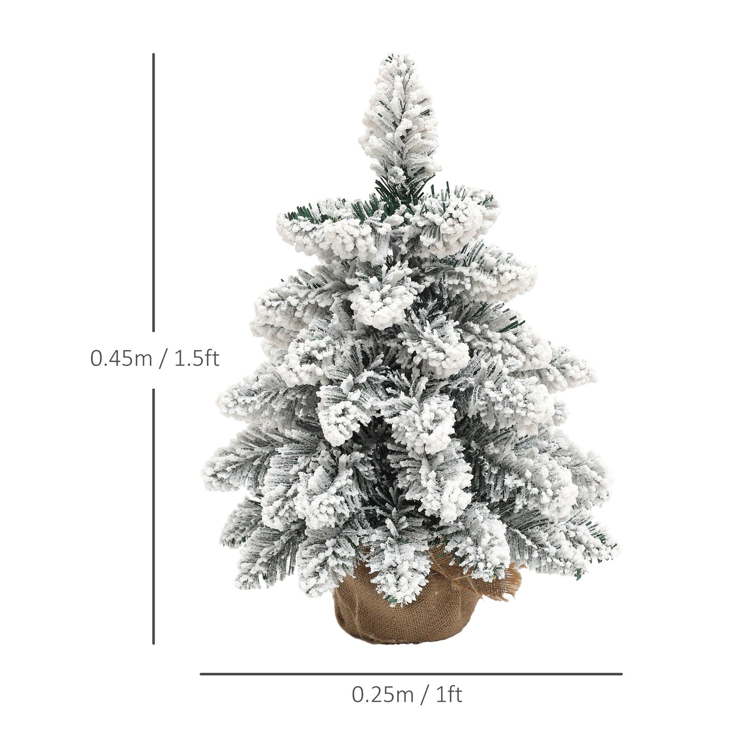 2x 1ft Burlap Base Christmas Tree Artificial - White Frosted Green Ornament Warm White 50 Tips
