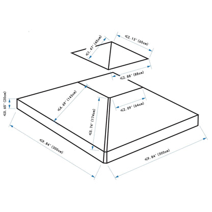 3x3 m Double-Tier Canopy Top Replacement-Coffee