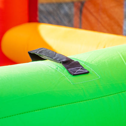4 in 1 Kids Bouncy Castle Extra Large Double Slides & Trampoline Design Inflatable House Pool Climbing Wall with Blower Carrybag for Kids Age 3-8
