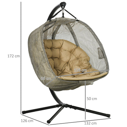 Double Hanging Egg Chair 2 Seaters Texteline Swing Hammock Chair with Stand