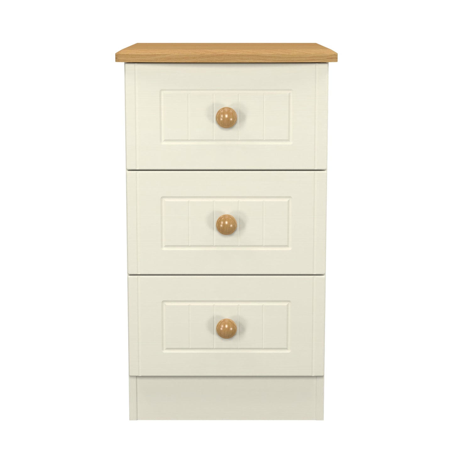 Warwick Bedside Table Cream & Oak 3 Drawers 40cm