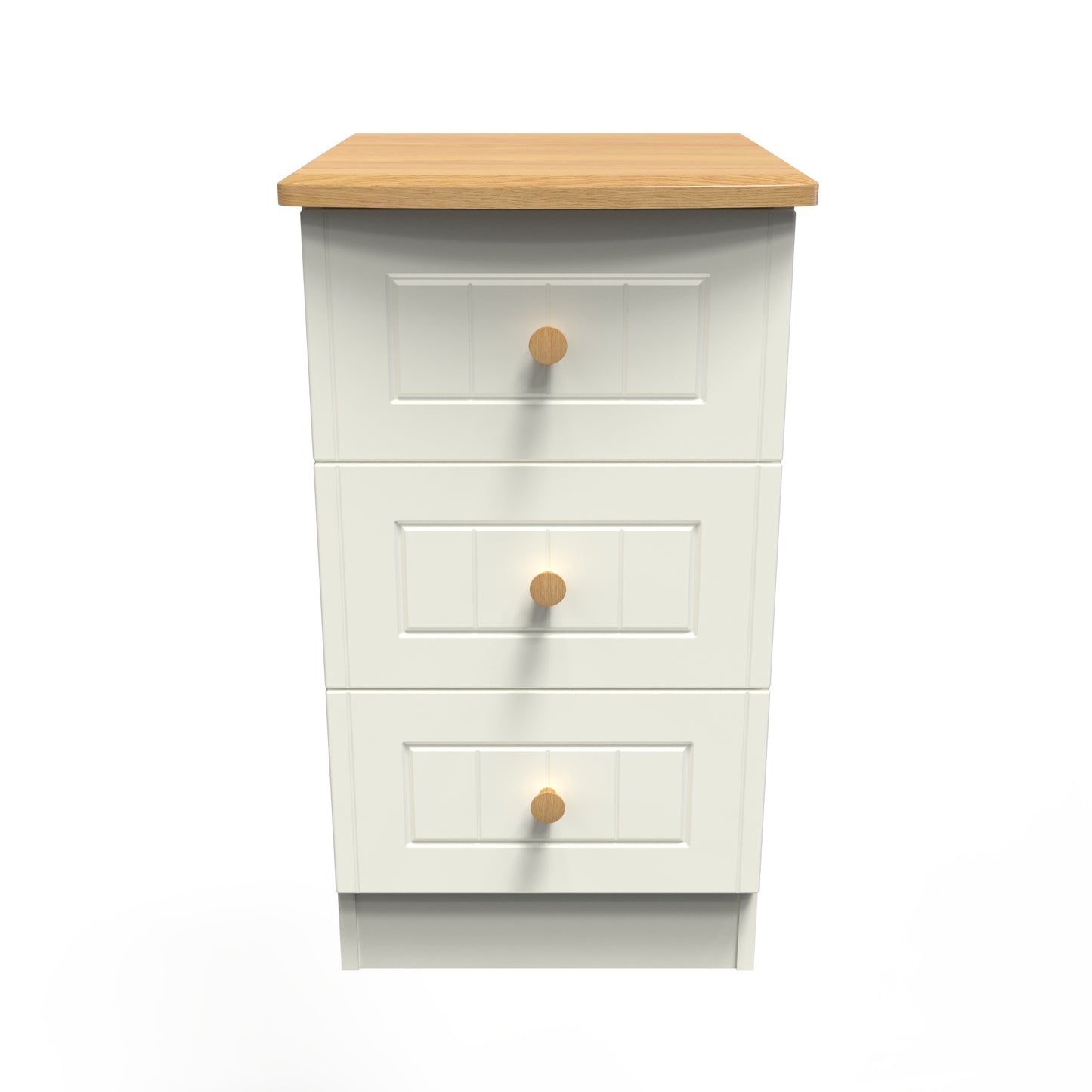 Warwick Bedside Table Cream & Oak 3 Drawers 40cm