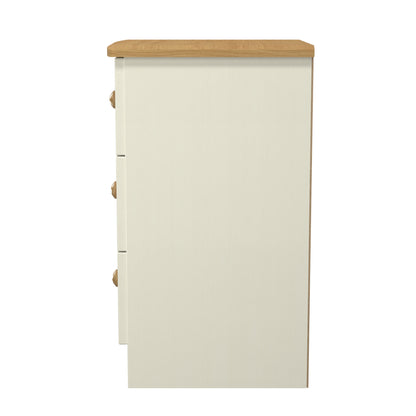 Warwick Bedside Table Cream & Oak 3 Drawers 40cm