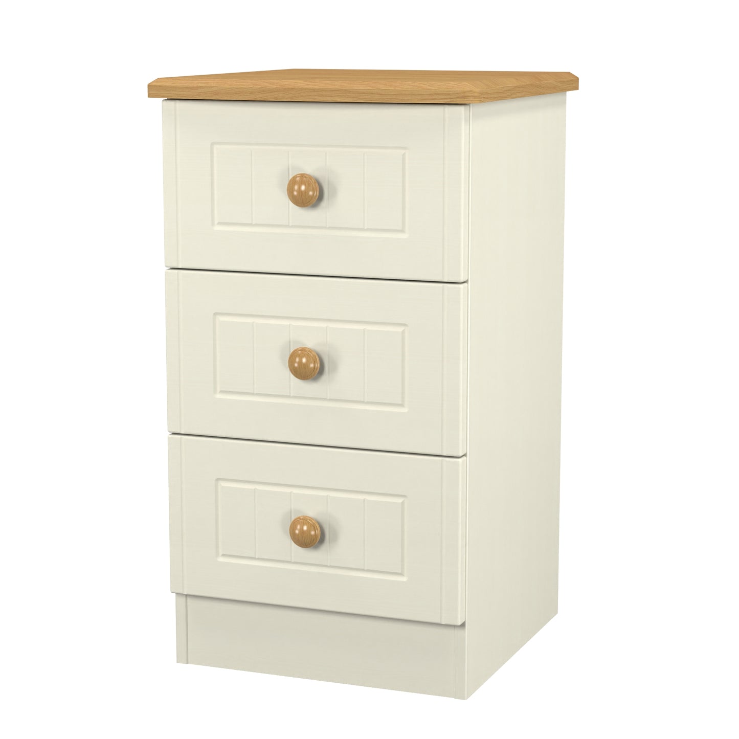 Warwick Bedside Table Cream & Oak 3 Drawers 40cm
