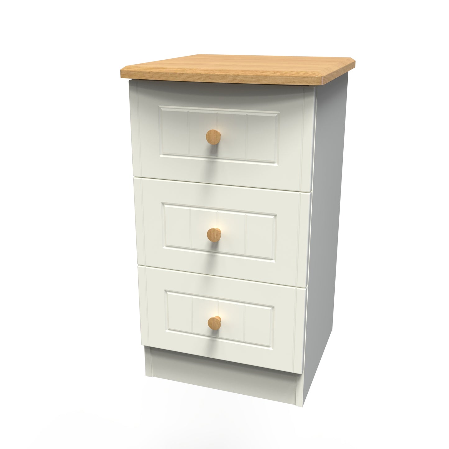 Warwick Bedside Table Cream & Oak 3 Drawers 40cm