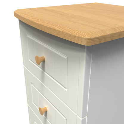 Warwick Bedside Table Cream & Oak 3 Drawers 40cm