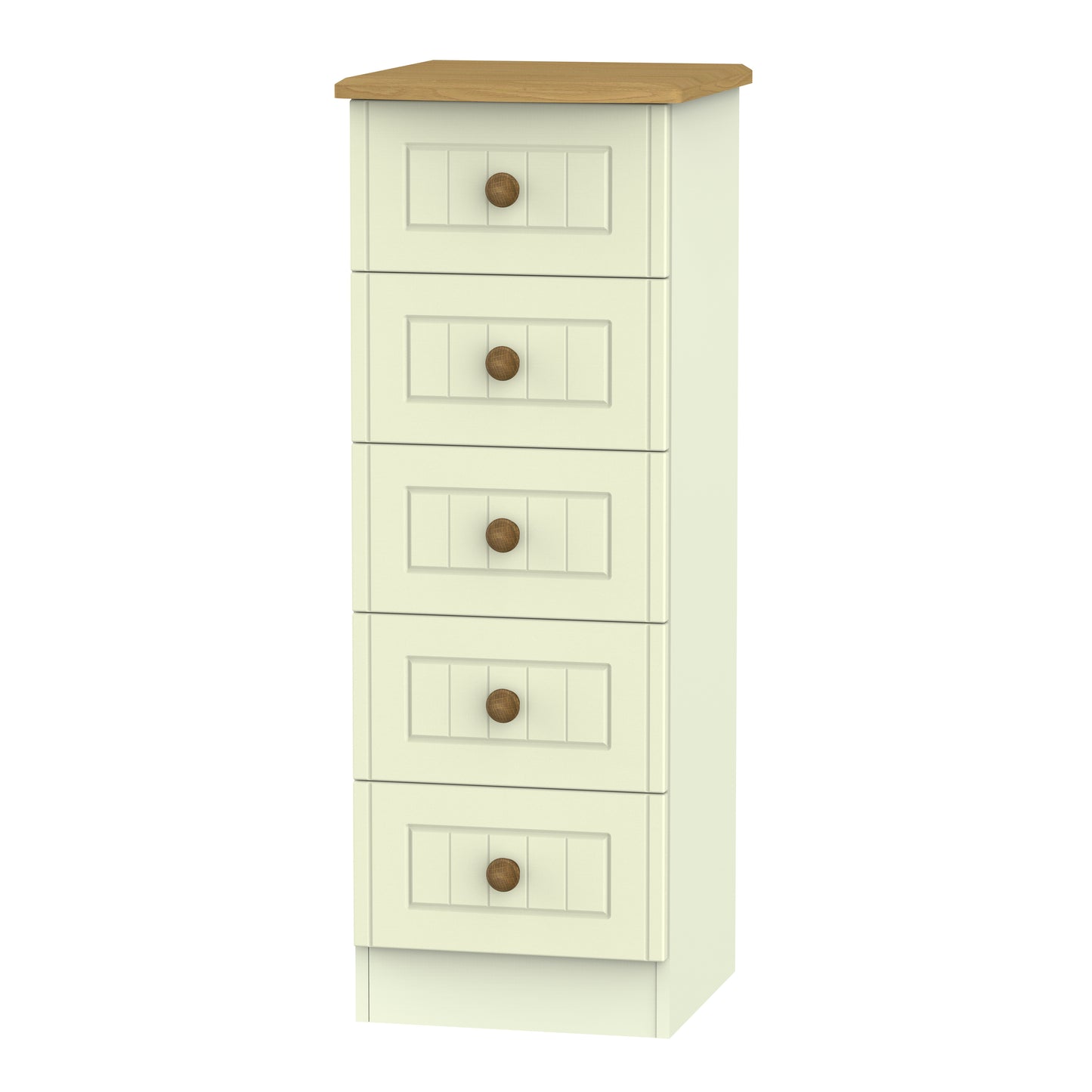 Warwick Tall Tallboy Cream & Oak 5 Drawers 40cm