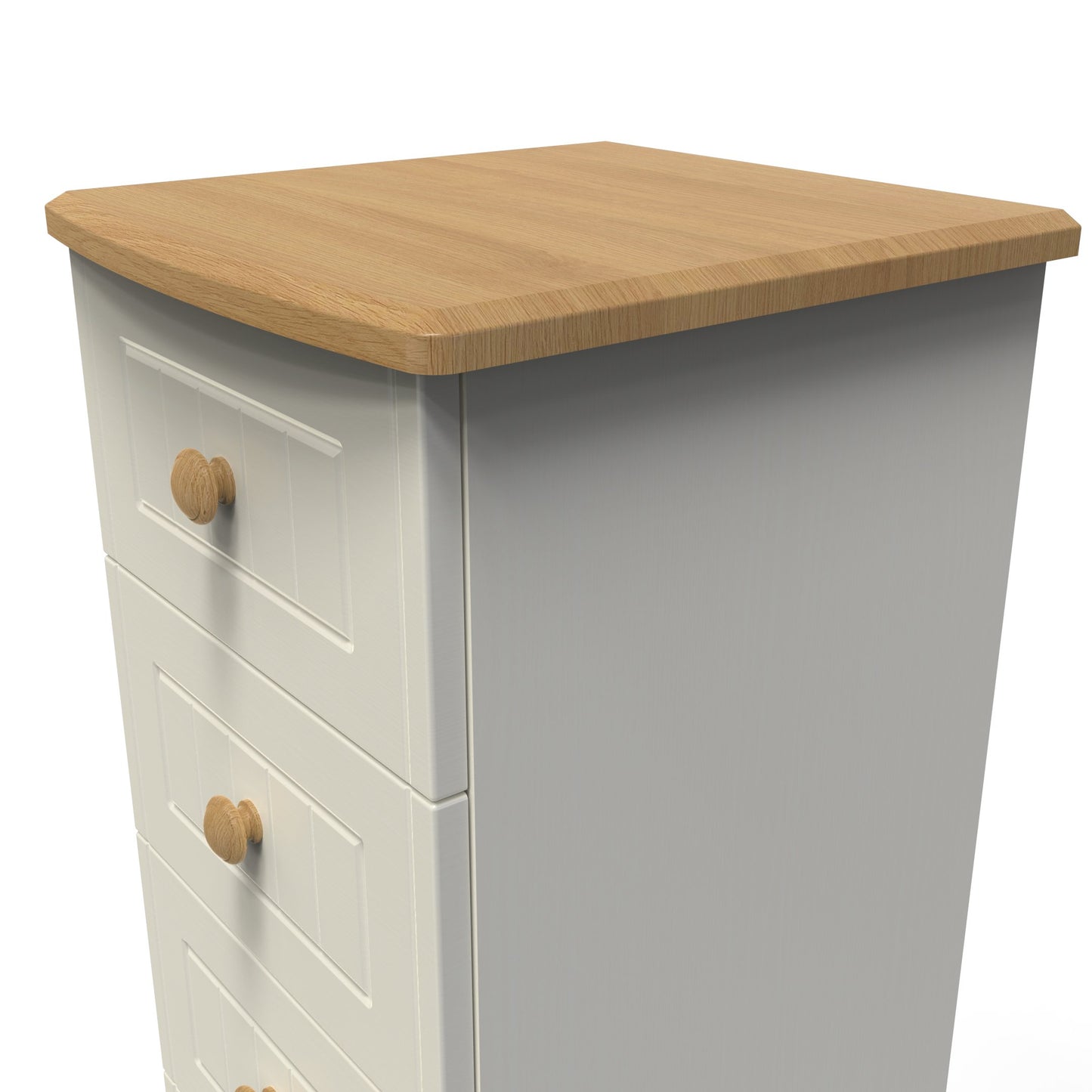 Warwick Tall Tallboy Cream & Oak 5 Drawers 40cm
