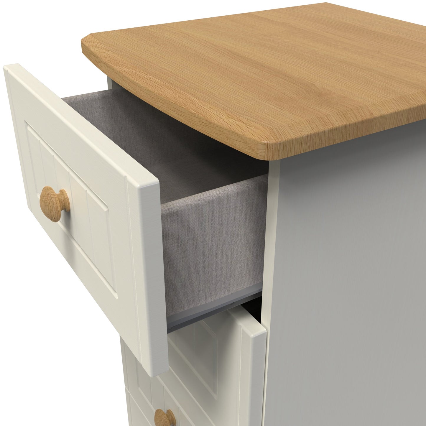 Warwick Tall Tallboy Cream & Oak 5 Drawers 40cm