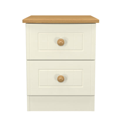 Warwick Bedside Table Cream & Oak 2 Drawers 40cm