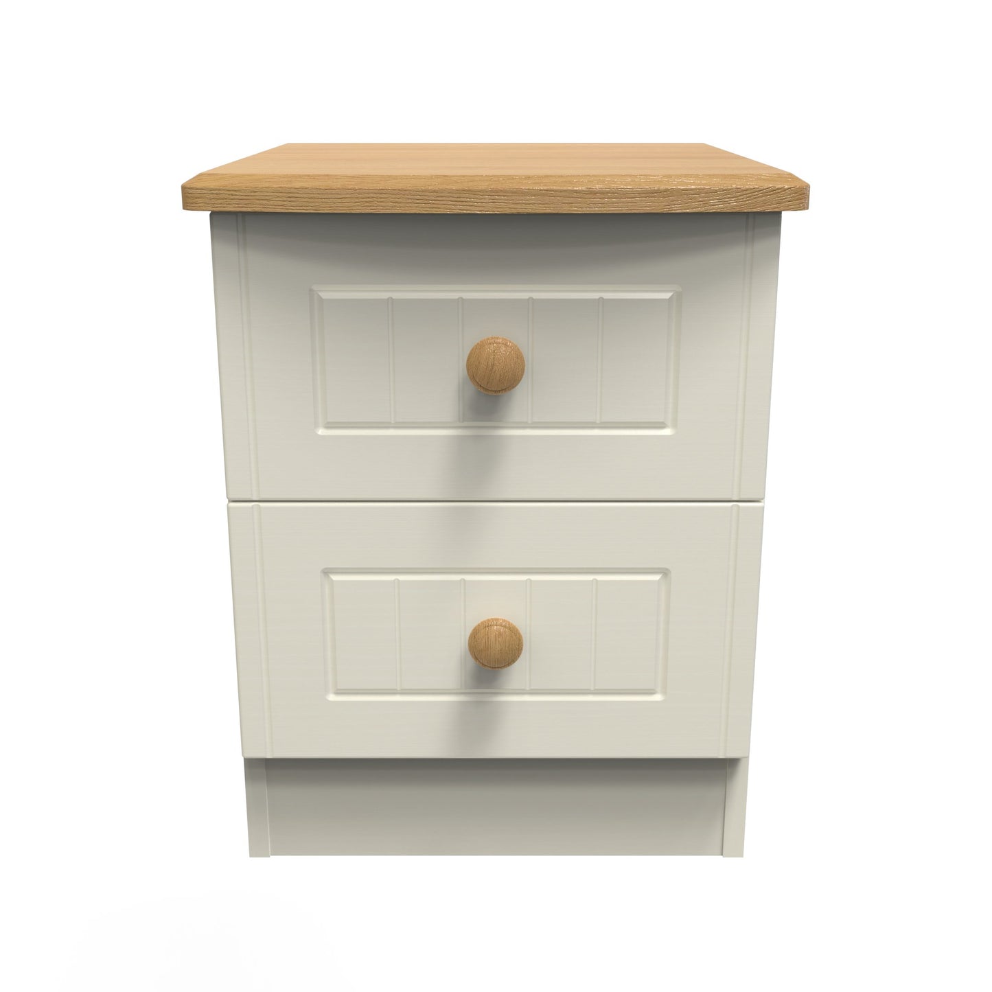 Warwick Bedside Table Cream & Oak 2 Drawers 40cm