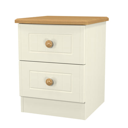 Warwick Bedside Table Cream & Oak 2 Drawers 40cm
