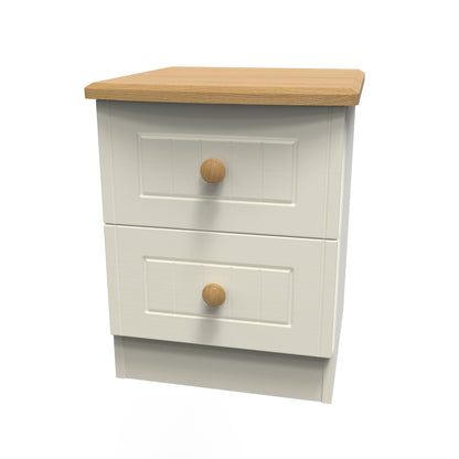 Warwick Bedside Table Cream & Oak 2 Drawers 40cm