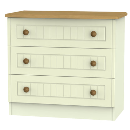 Warwick Chest of Drawers Cream & Oak 3 Drawers 77cm