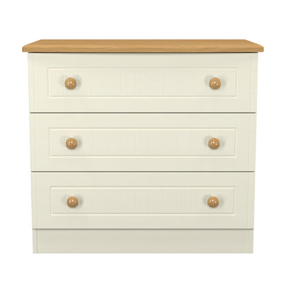 Warwick Chest of Drawers Cream & Oak 3 Drawers 77cm