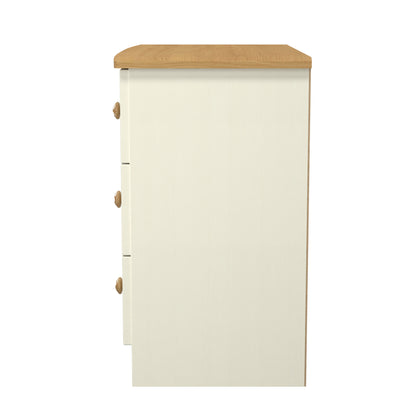 Warwick Chest of Drawers Cream & Oak 3 Drawers 77cm