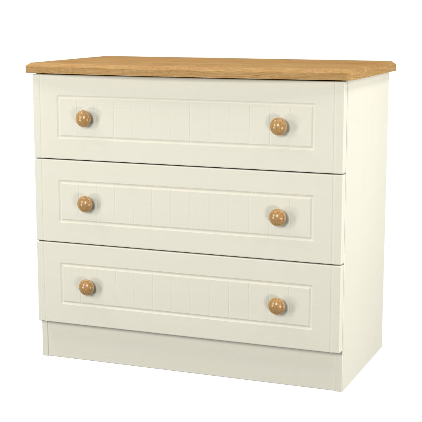 Warwick Chest of Drawers Cream & Oak 3 Drawers 77cm