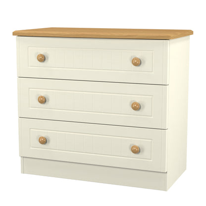 Warwick Chest of Drawers Cream & Oak 3 Drawers 77cm